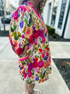 Floral Sleeve Mini Dress-Entro