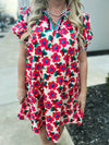 Multicolored Band Floral Entro Dress