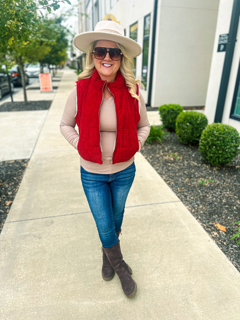 Red Sherpa Vest