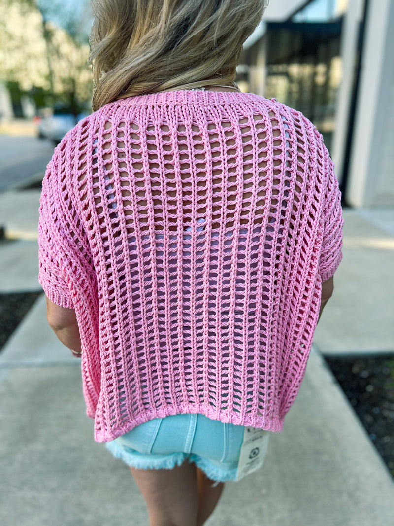 Bibi Crochet Top-Pink