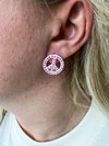 Pink Rhinestone Peace Earrings