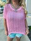 Bibi Crochet Top-Pink