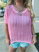 Bibi Crochet Top-Pink