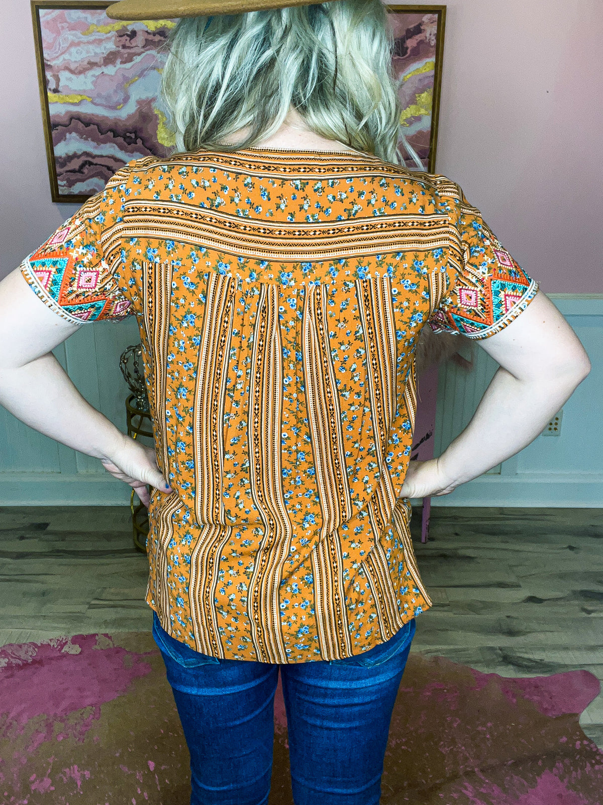 Aztec Embroidered Spring Top