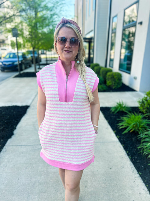 Pink Striped Mini Dress