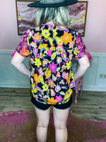 Black Embroidered Floral Top