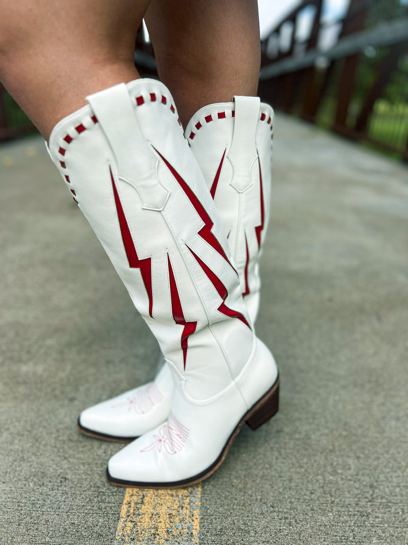 Red Lightening Bolt Boots