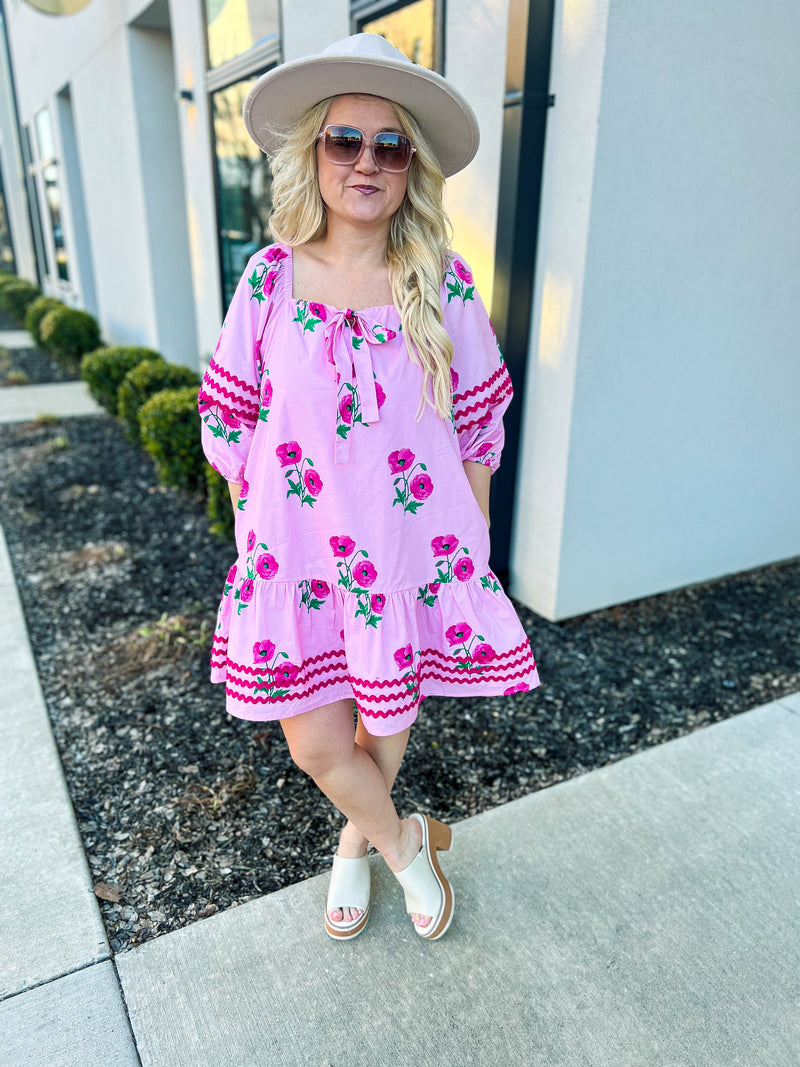 Pink Floral Entro Dress