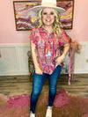 Pink & Coral Embroidered Top