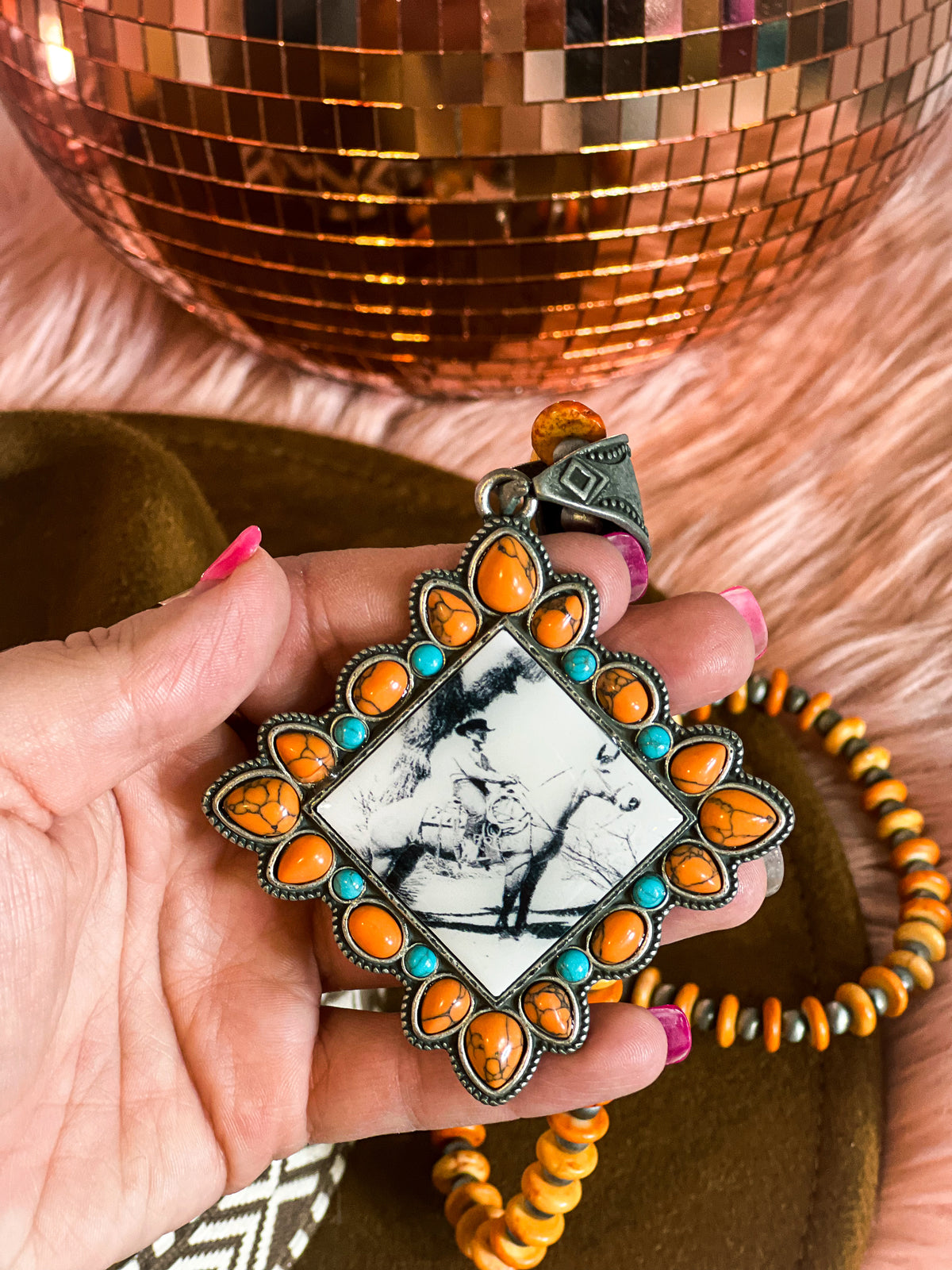 Diamond Cowboy Necklace-Orange