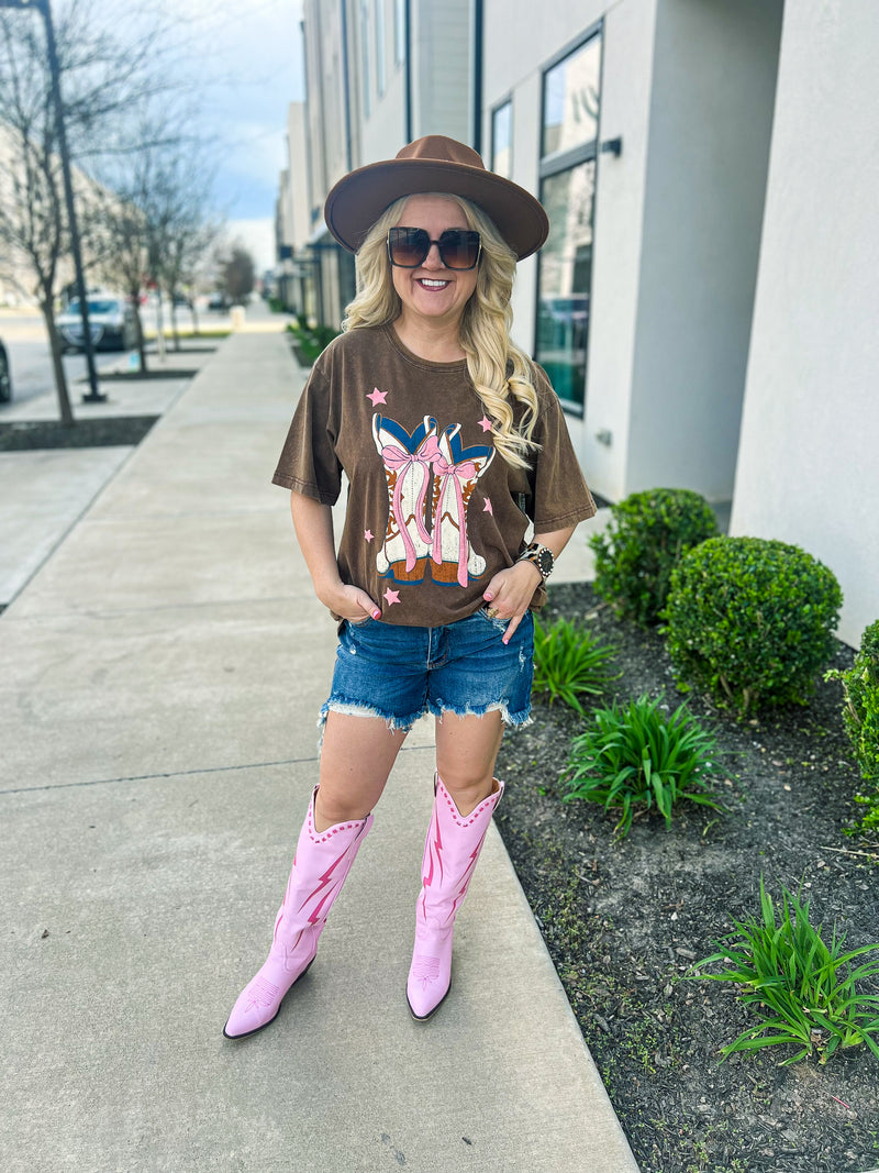 Boots N Bows Mineral Wash Tee