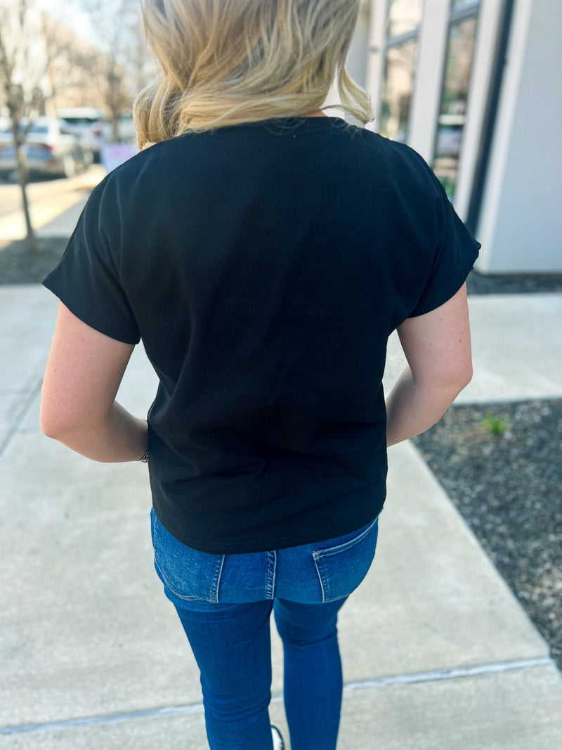 Black Leopard Bow Top