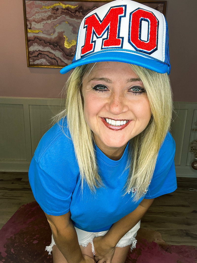 State Trucker Caps-Aqua Blue