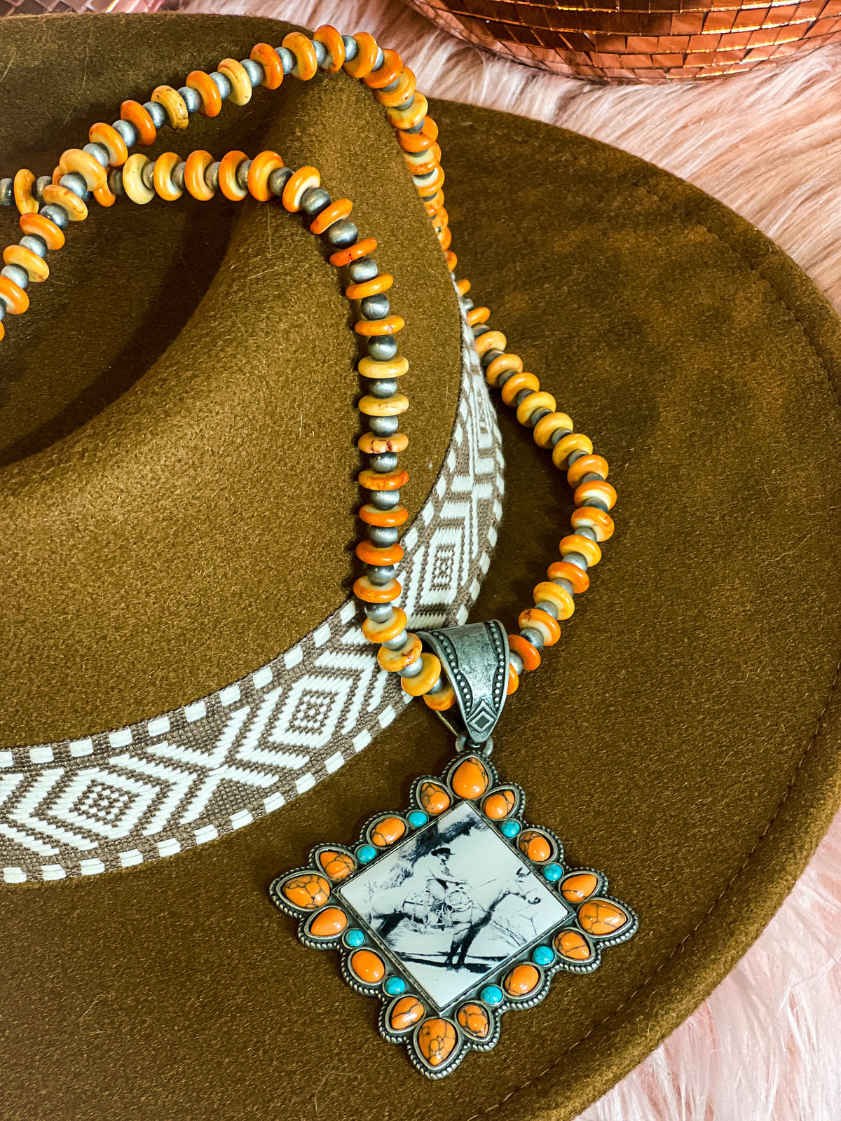 Diamond Cowboy Necklace-Orange