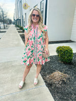 Sleeveless Green & Pink Entro Dress