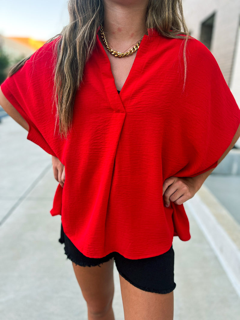 Red Short Sleeve Top