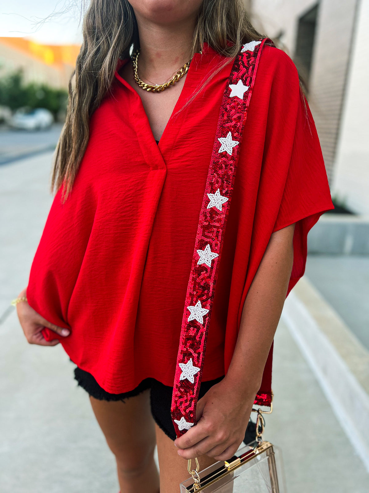Red Short Sleeve Top