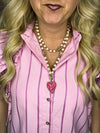 Creme Beaded Heart Necklace