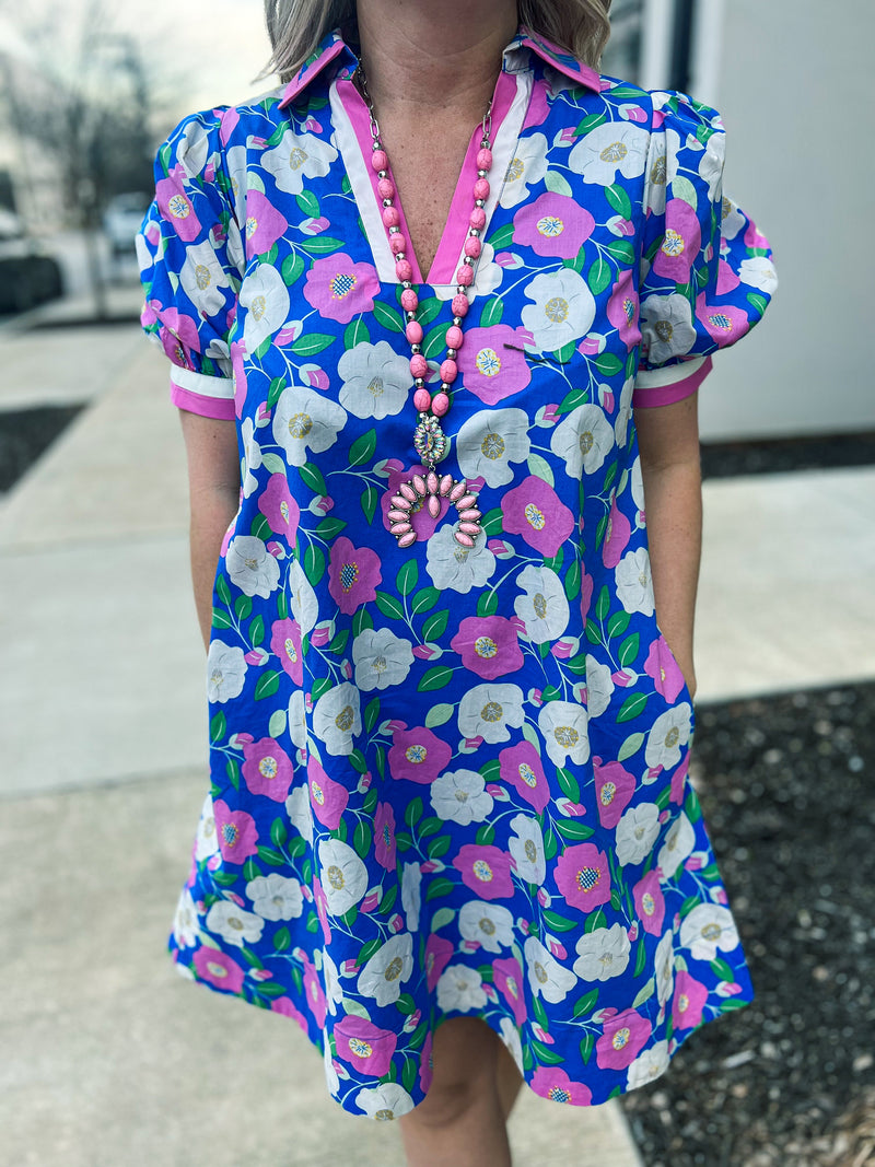 Blue Floral Entro Dress
