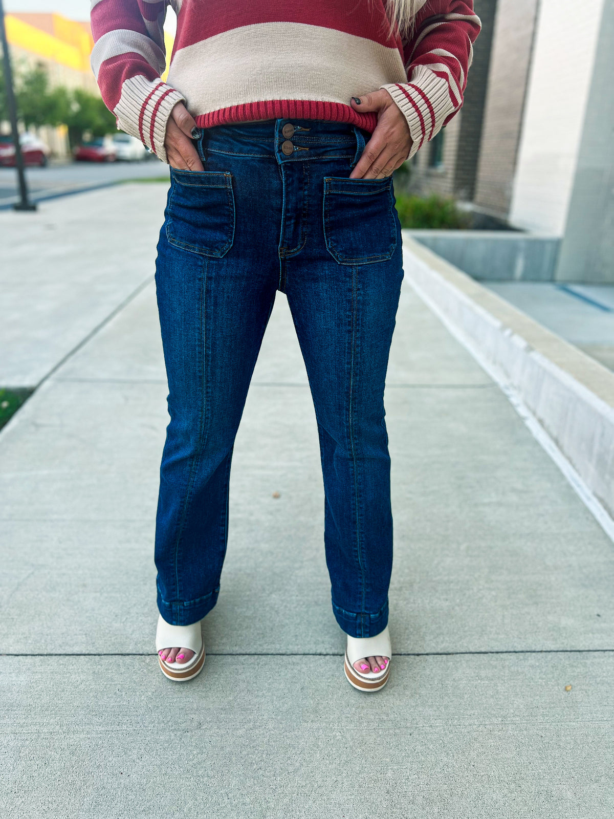 High Rise Front Pocket Jeans-Risen