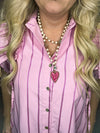 Creme Beaded Heart Necklace