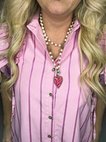Creme Beaded Heart Necklace
