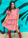 Red Gingham Tiered Ruffle Dress