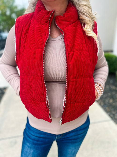 Red Sherpa Vest