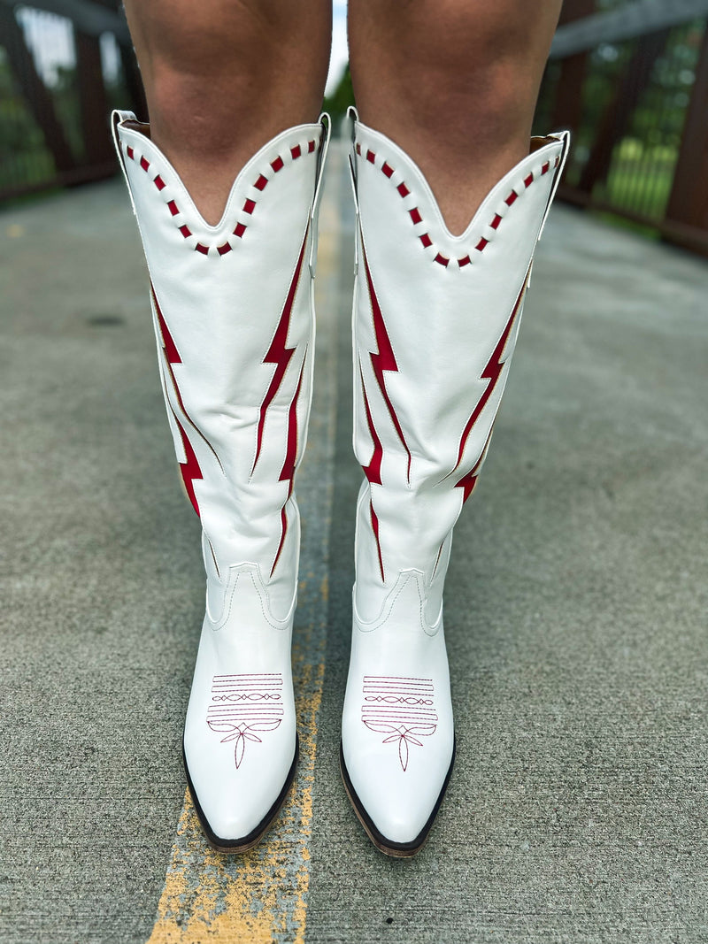 Red Lightening Bolt Boots