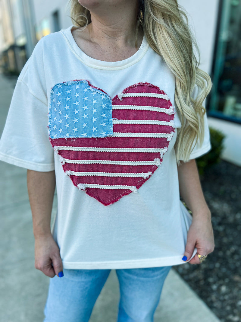 American Flag Creme Top
