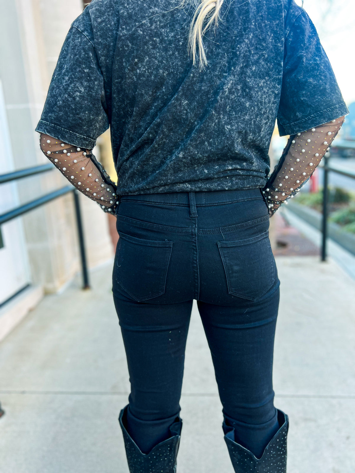 Black Pull On Skinny Jelly Jeans