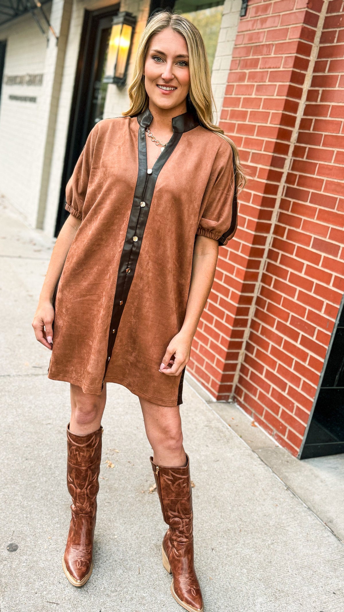 Brown Suede Entro Dress