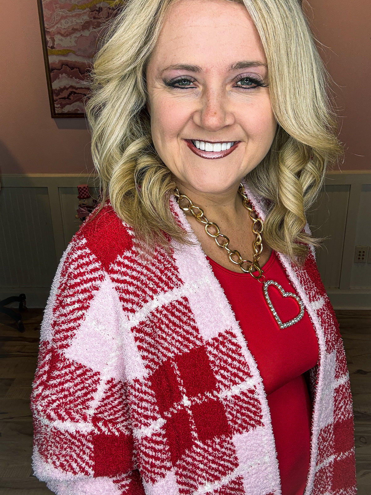 Valentines Cloud Cardigan-Plaid
