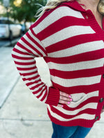 Red Striped Cardigan