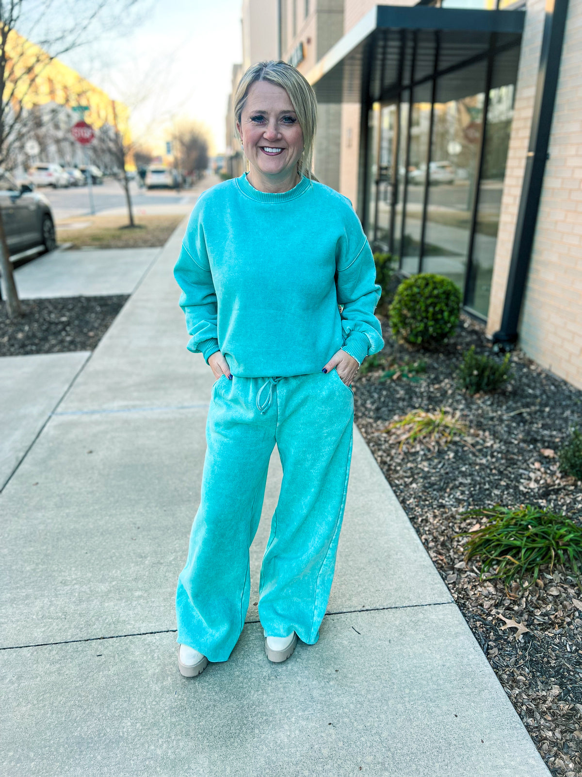 Turquoise Palazzo Sweatpants