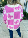 Check Bow Cardigan-Peach Love