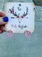 Pink Rhinestone Peace Earrings