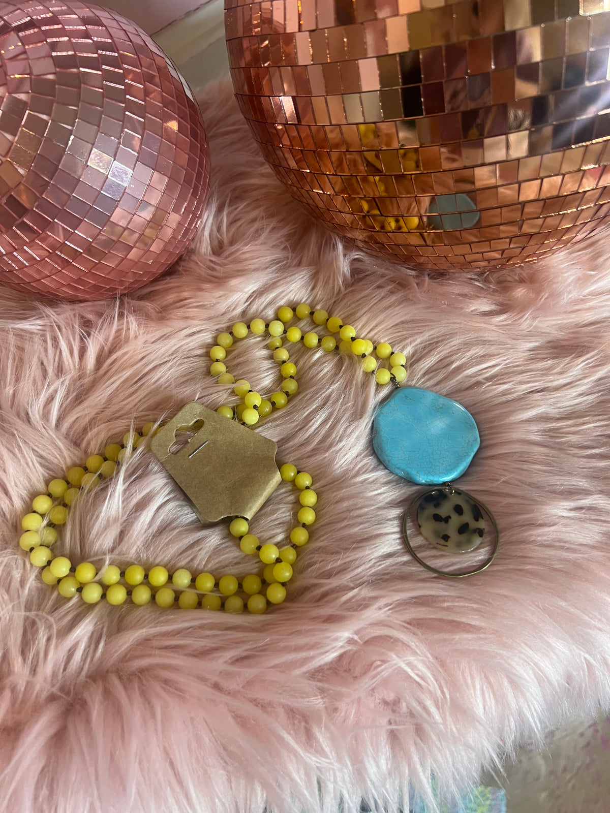 Mustard Turquoise Pendant Necklace
