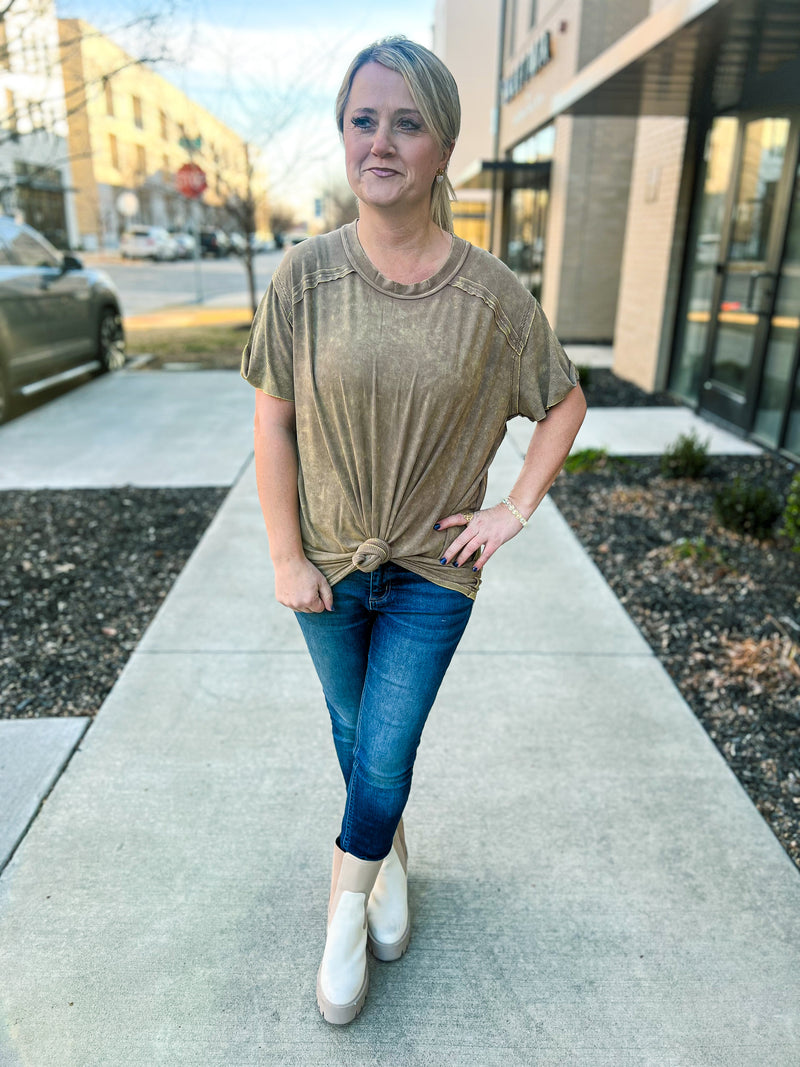 Washed Short Sleeve Top