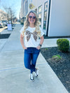 Creme Leopard Bow Top
