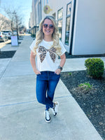 Creme Leopard Bow Top