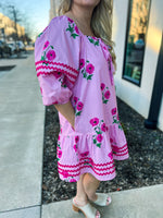 Pink Floral Entro Dress