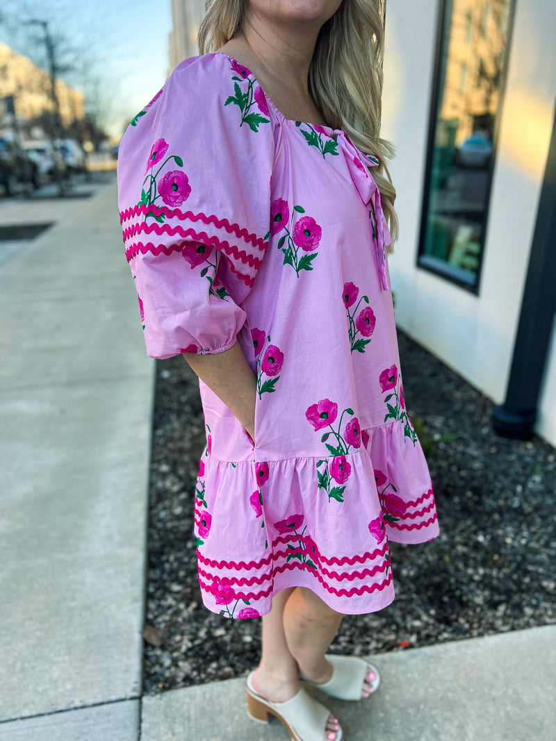 Pink Floral Entro Dress
