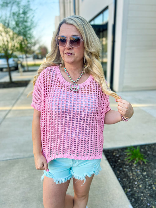 Bibi Crochet Top-Pink