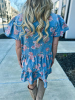 Floral Print Denim Dress