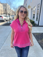 Hot Pink Waffle Umgee Top