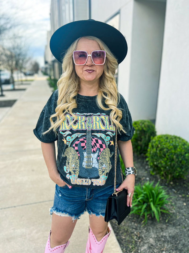 Rock N Roll Leopard Guitar Tee