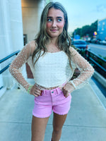 Creme Rhinestone Pearl Top