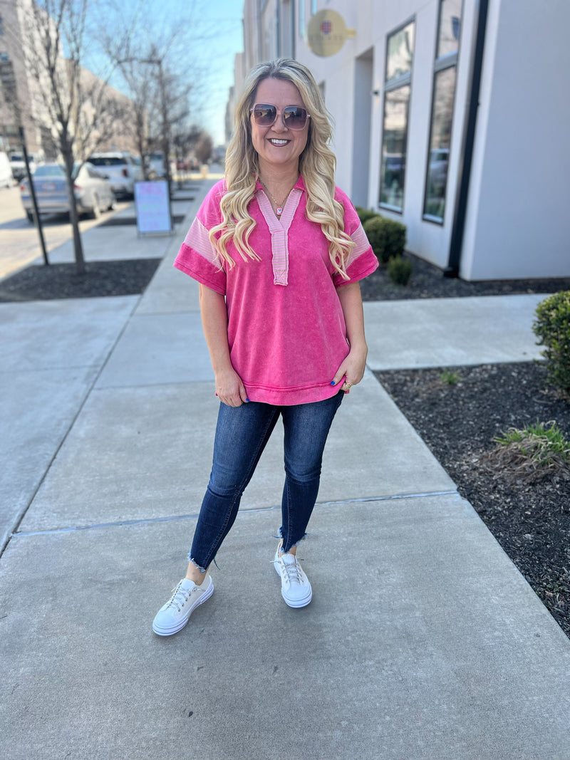 Pink French Terry Umgee Top