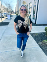 Black Leopard Bow Top